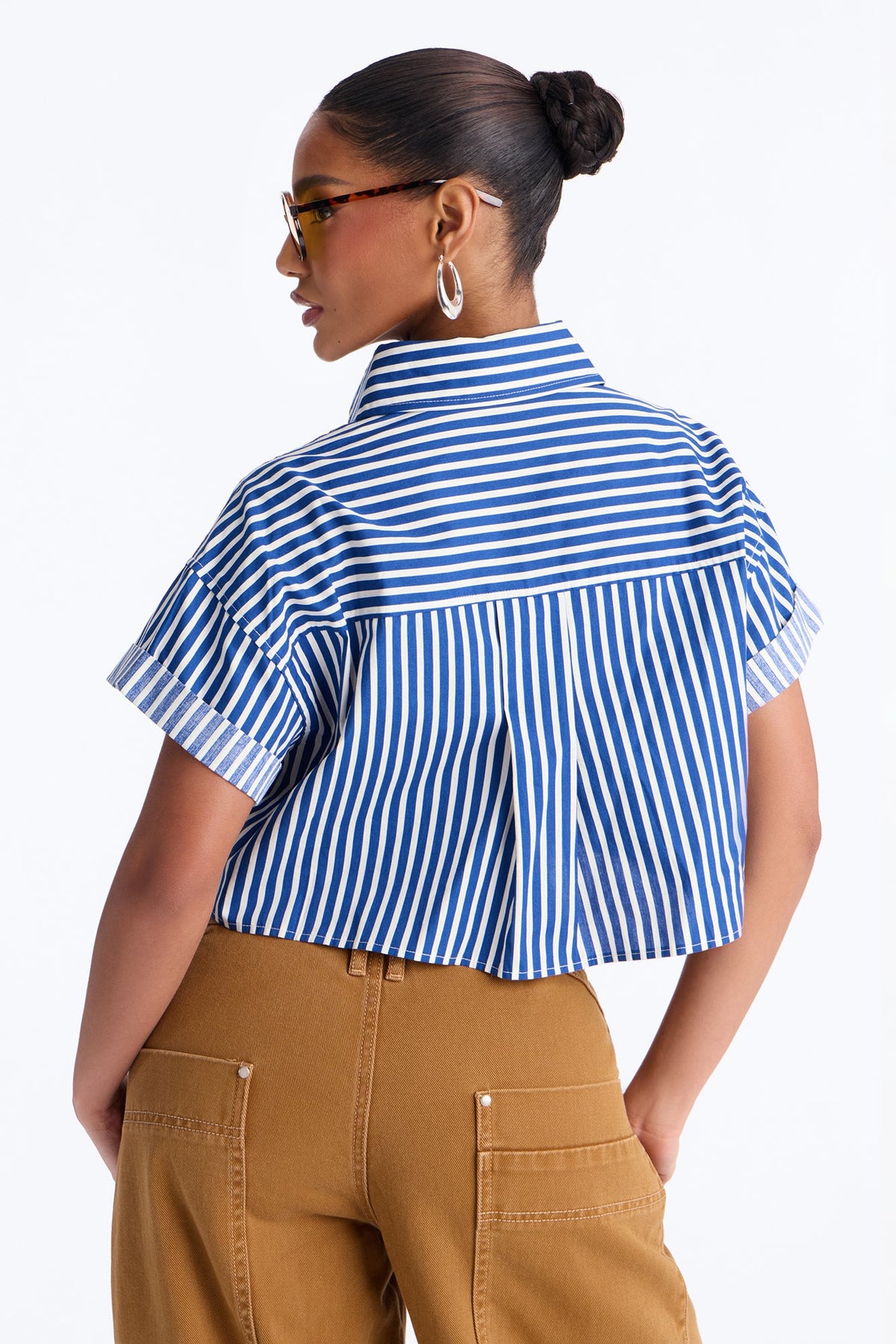 Beachside Babe Striped Shirt - Navy/combo.