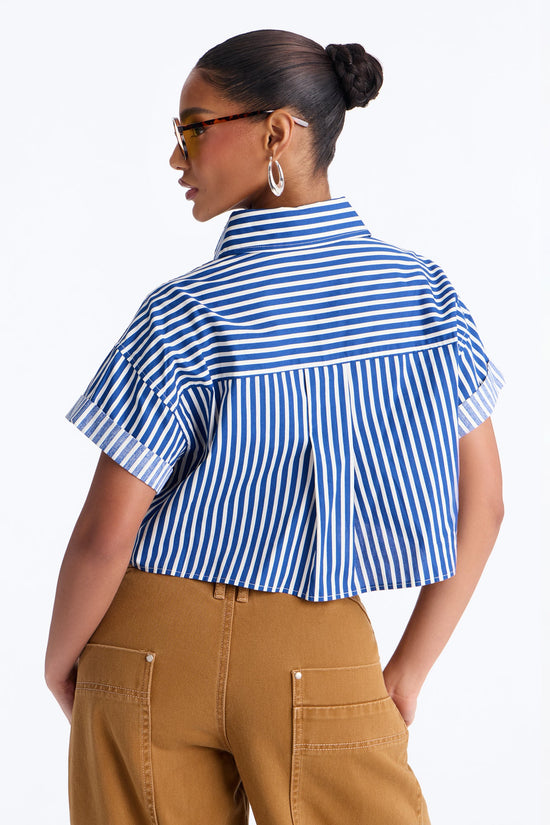 Beachside Babe Striped Shirt - Navy/combo.