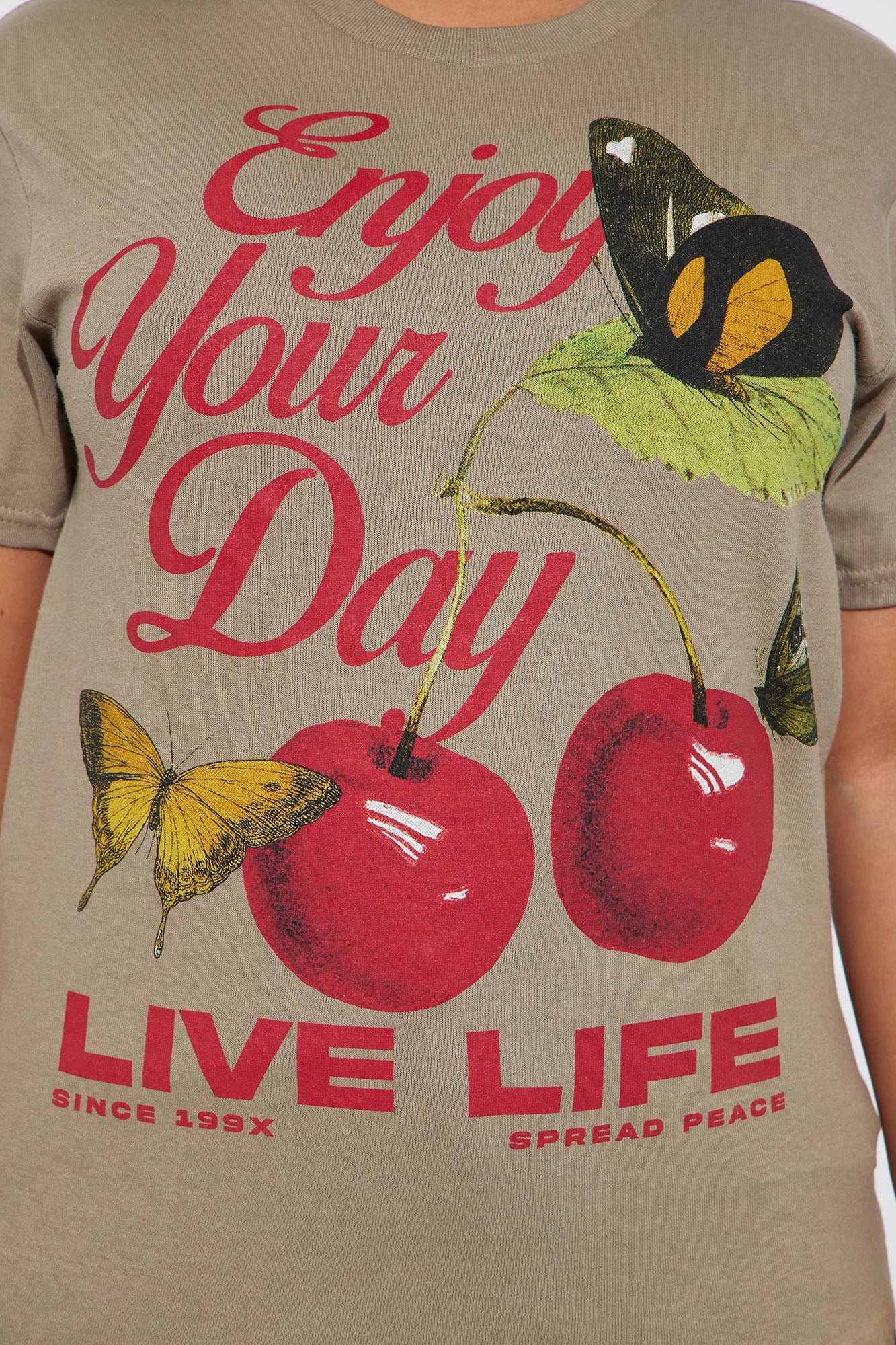 Enjoy Your Day Graphic Tee - Taupe.