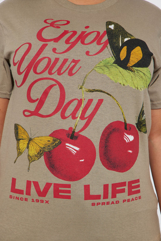 Enjoy Your Day Graphic Tee - Taupe.