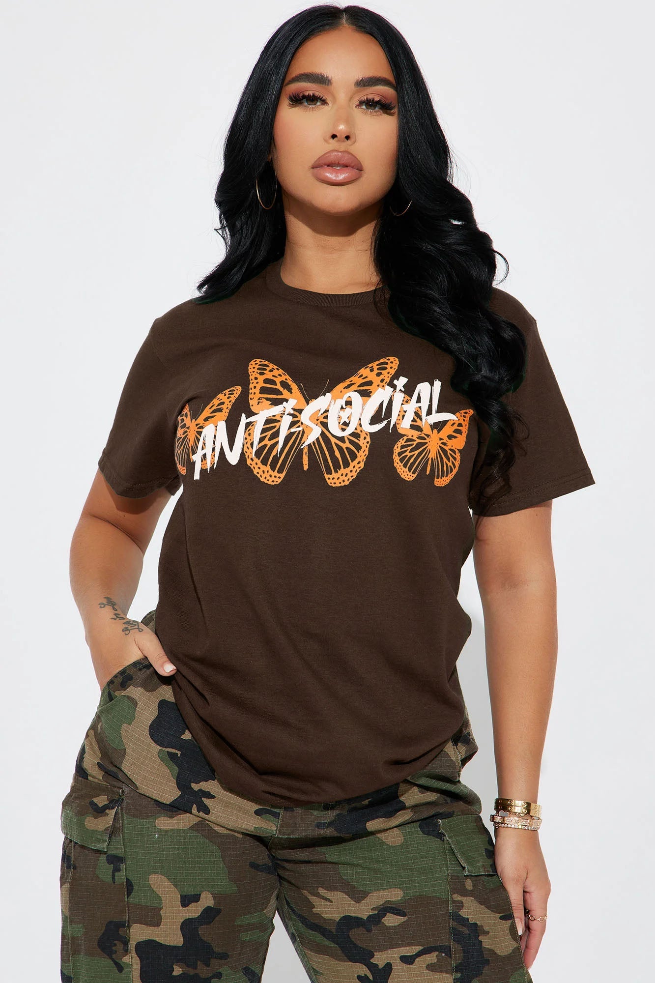 Anti Social Energy Graphic Tee - Chocolate.