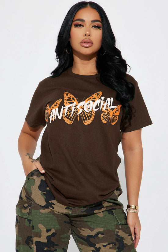 Anti Social Energy Graphic Tee - Chocolate.