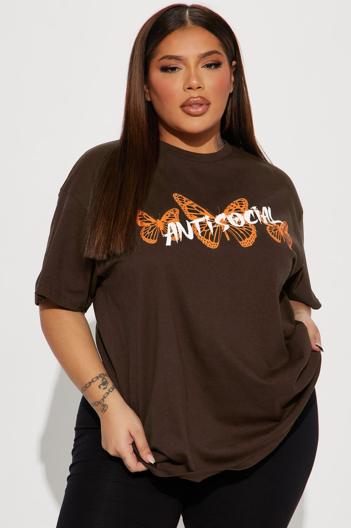 Anti Social Energy Graphic Tee - Chocolate.