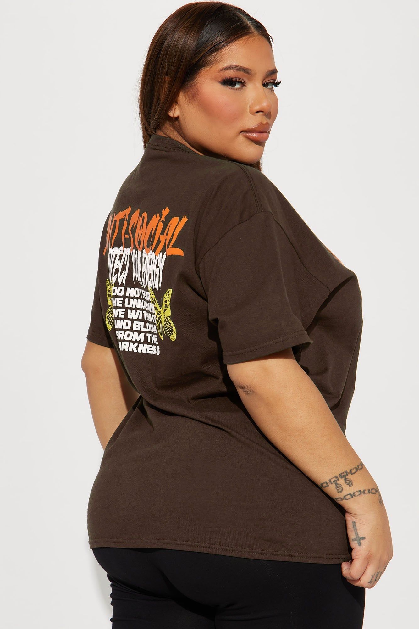 Anti Social Energy Graphic Tee - Chocolate.