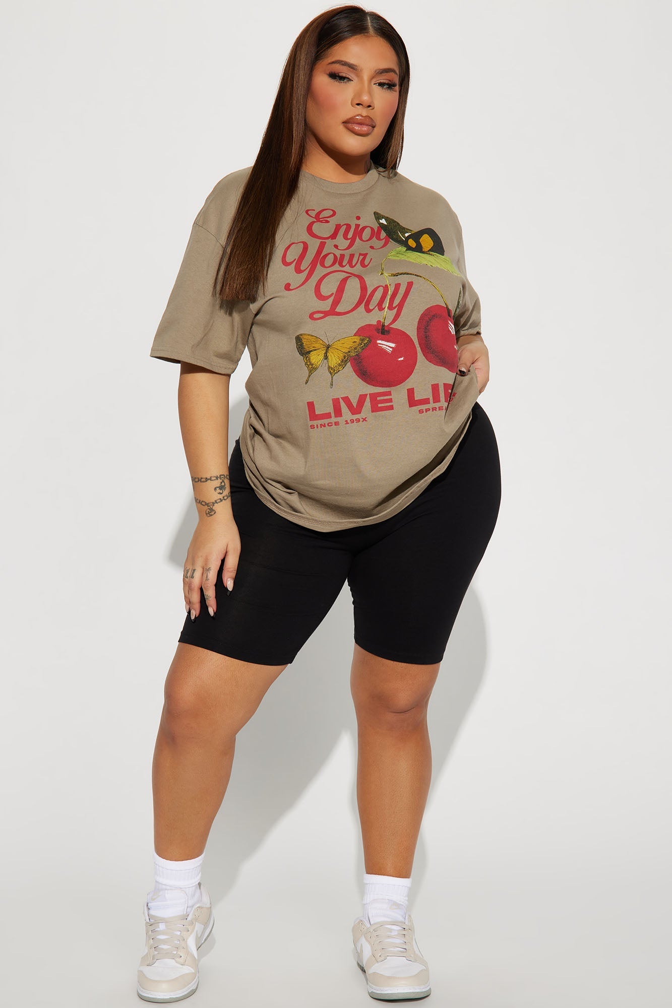 Enjoy Your Day Graphic Tee - Taupe.