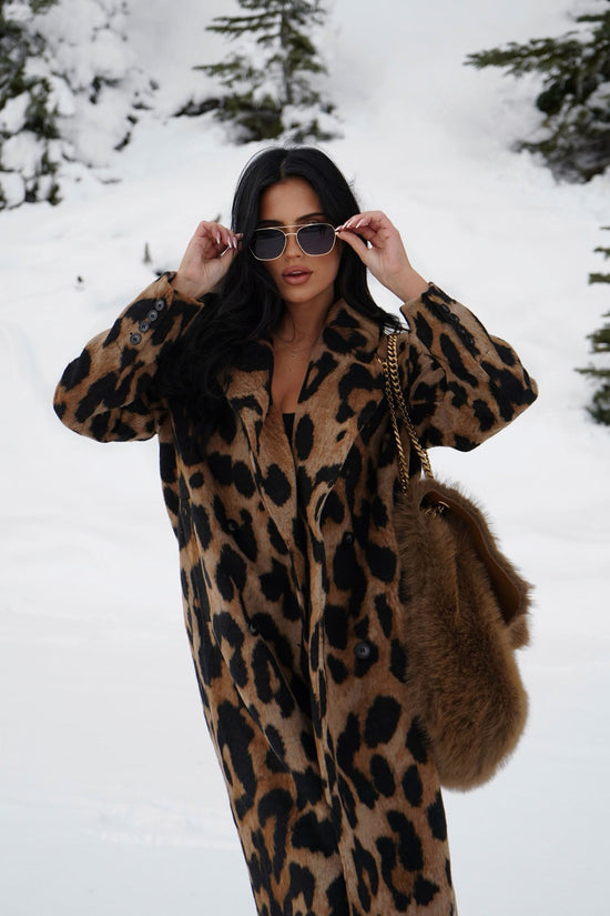Take The Leap Leopard Double Breasted Coat - Leopard.