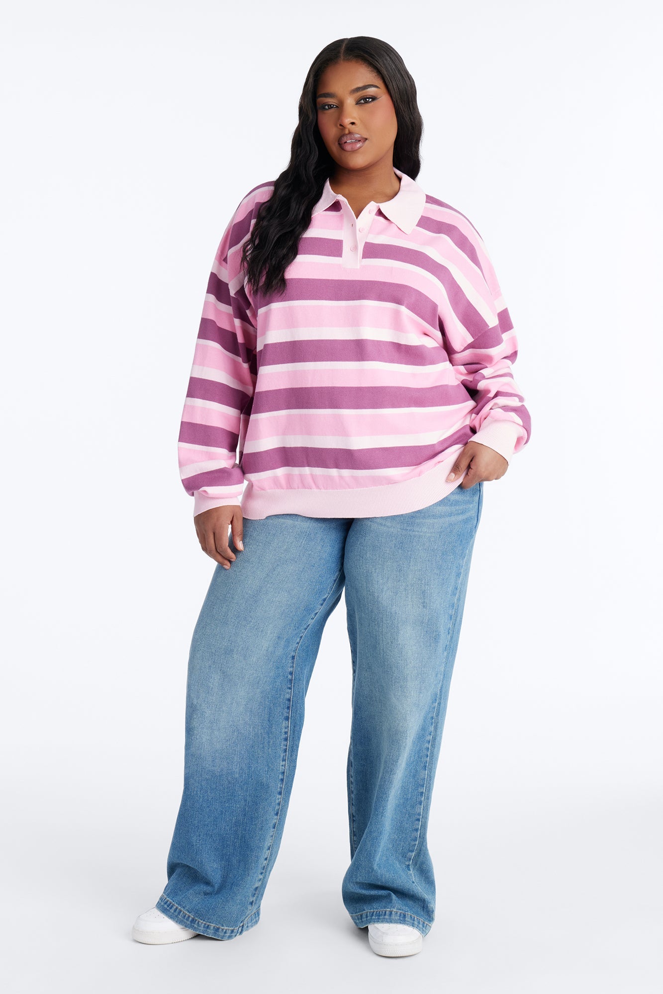Martini Striped Polo Sweater - Pink/combo.