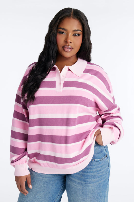 Martini Striped Polo Sweater - Pink/combo.