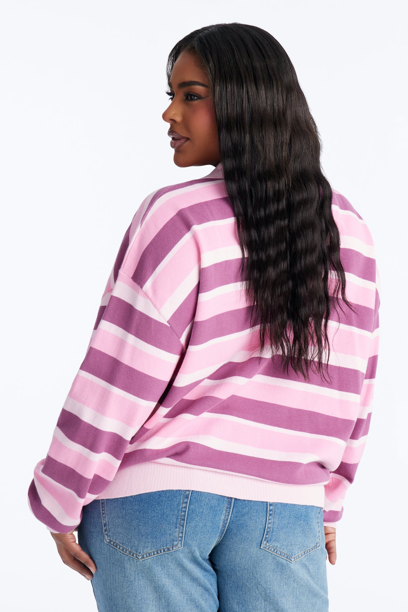 Martini Striped Polo Sweater - Pink/combo.