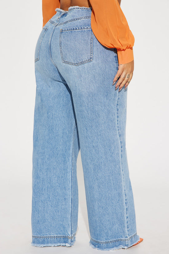 Pantalón De Mezclilla In Your Dreams Cut Off Waistband Baggy - Deslavado Medio.