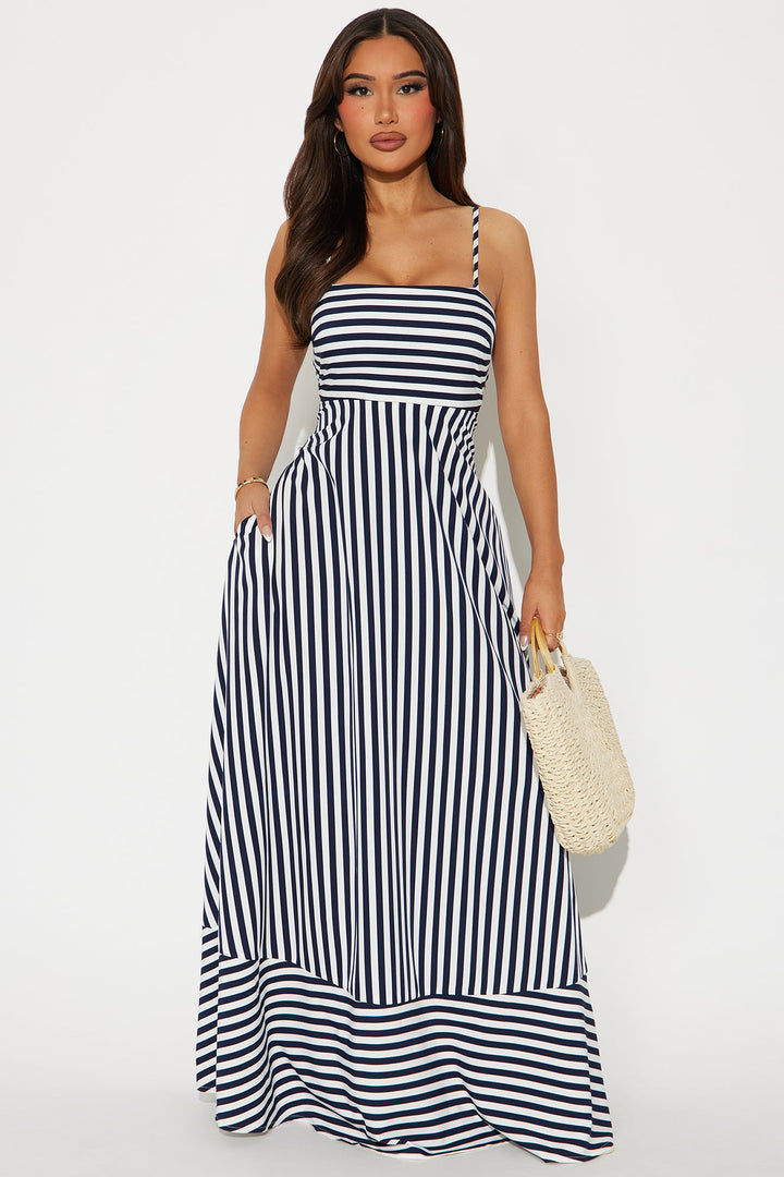 Anne Striped Maxi Dress - Navy.