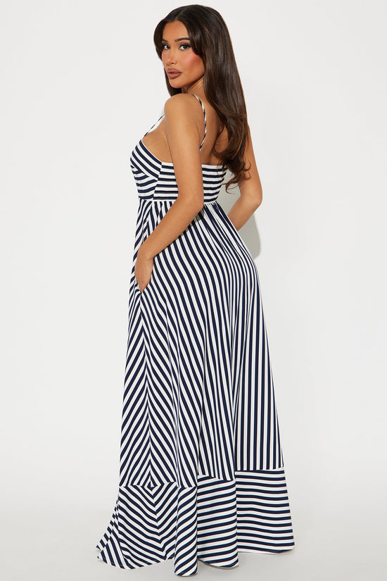 Anne Striped Maxi Dress - Navy.