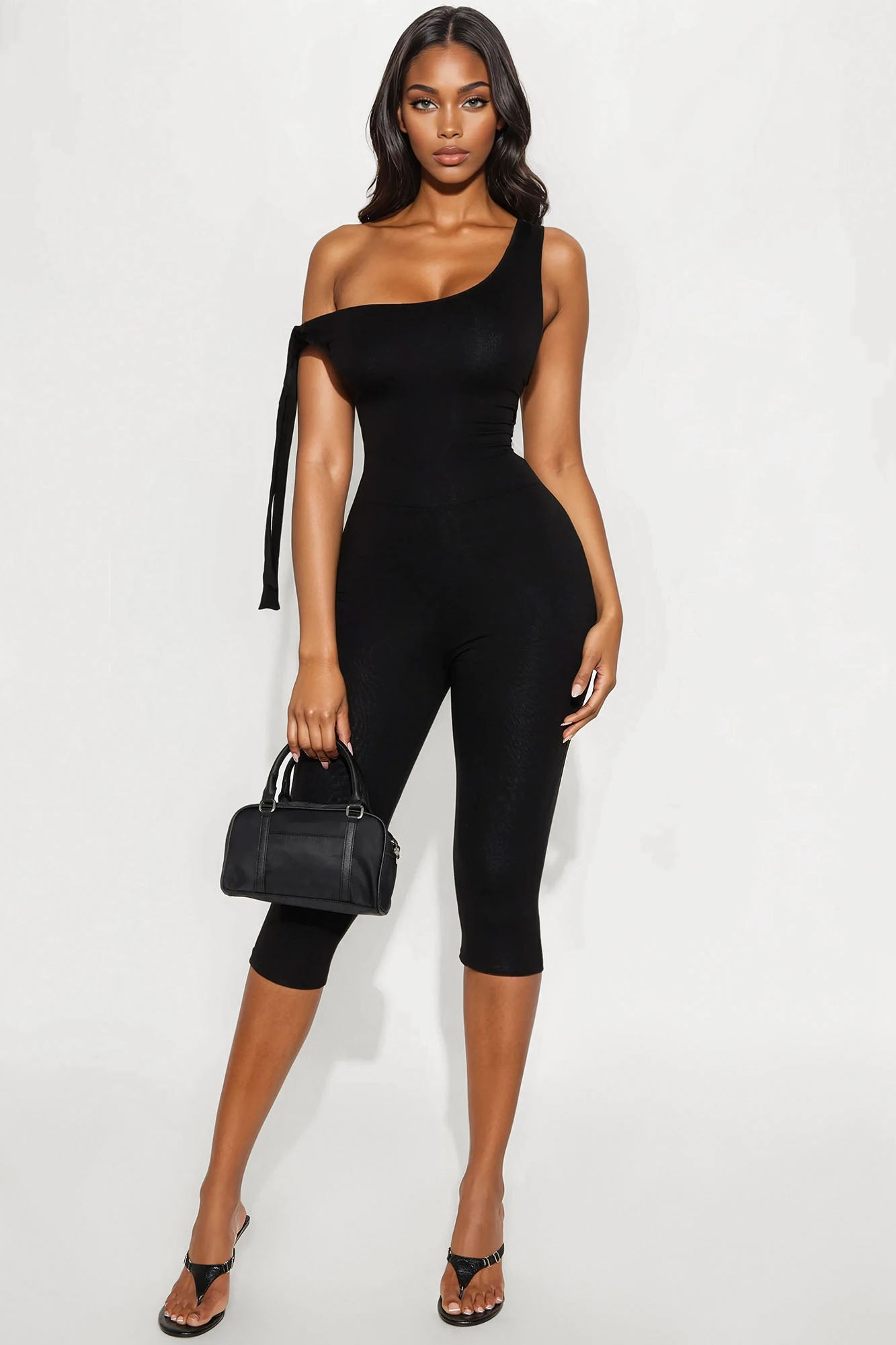 Sweet Like Candy Capri Jumpsuit - Black.