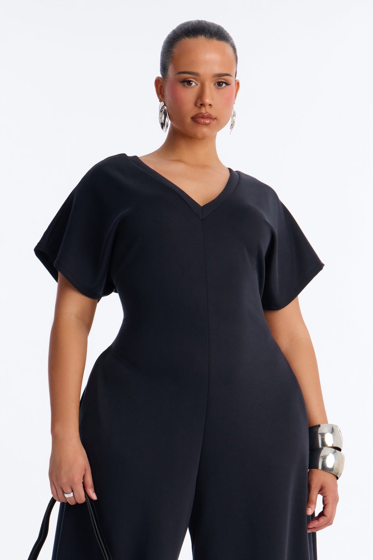 Let's Relax Barrel Wide Leg Jumpsuit - Black.