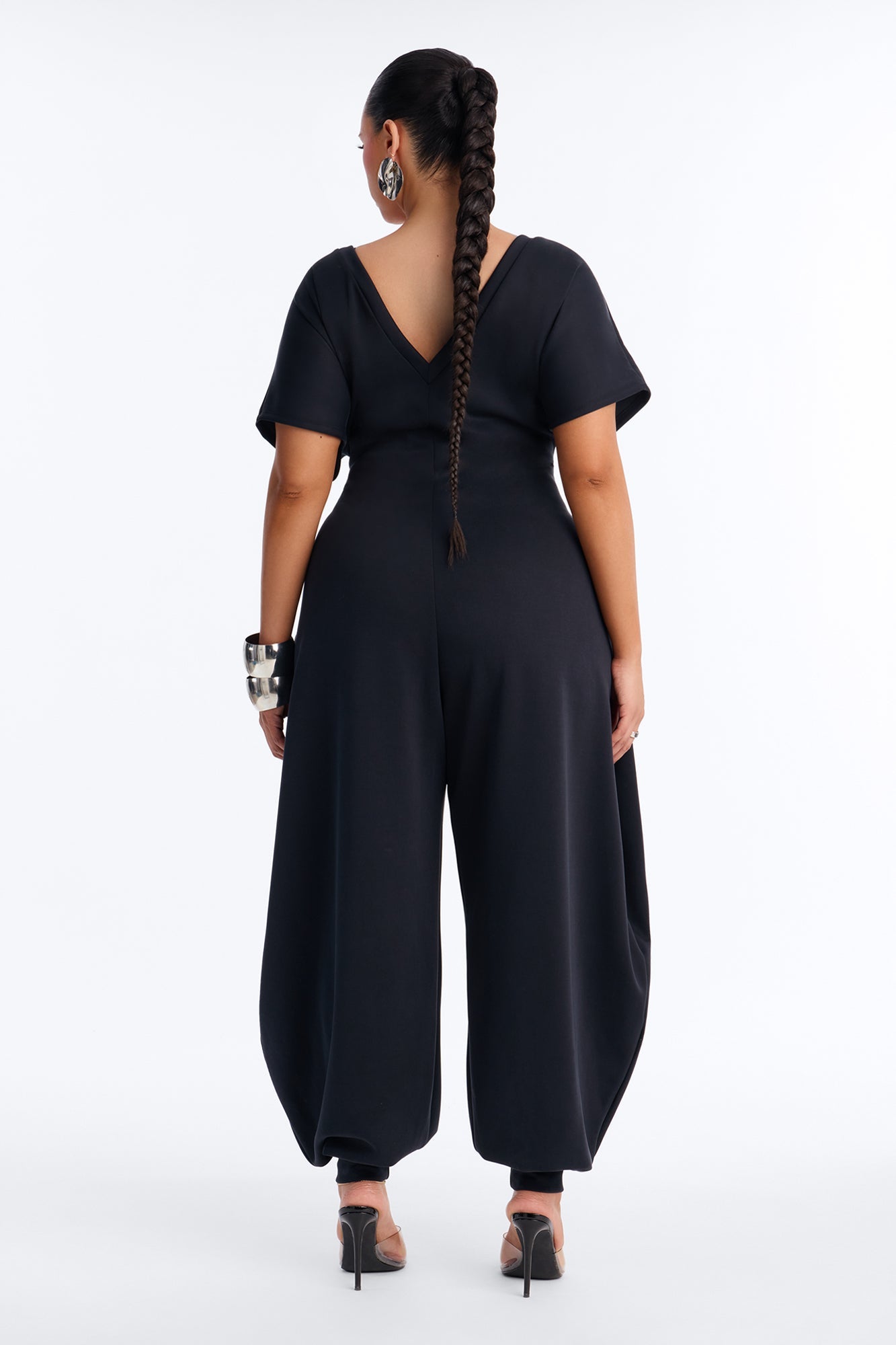 Let's Relax Barrel Wide Leg Jumpsuit - Black.