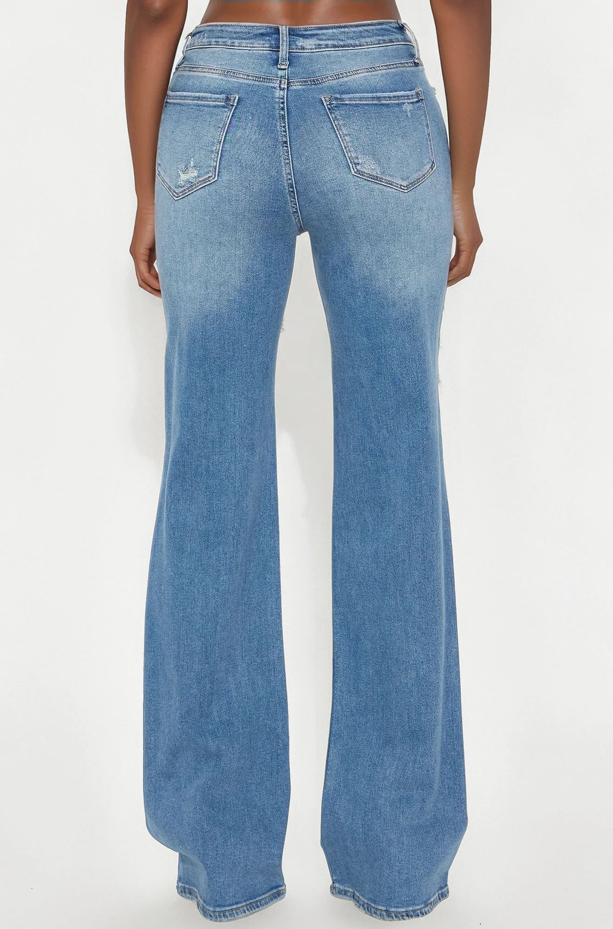 Tall Remi Ripped Stretch Baggy Jeans - Medium Wash.