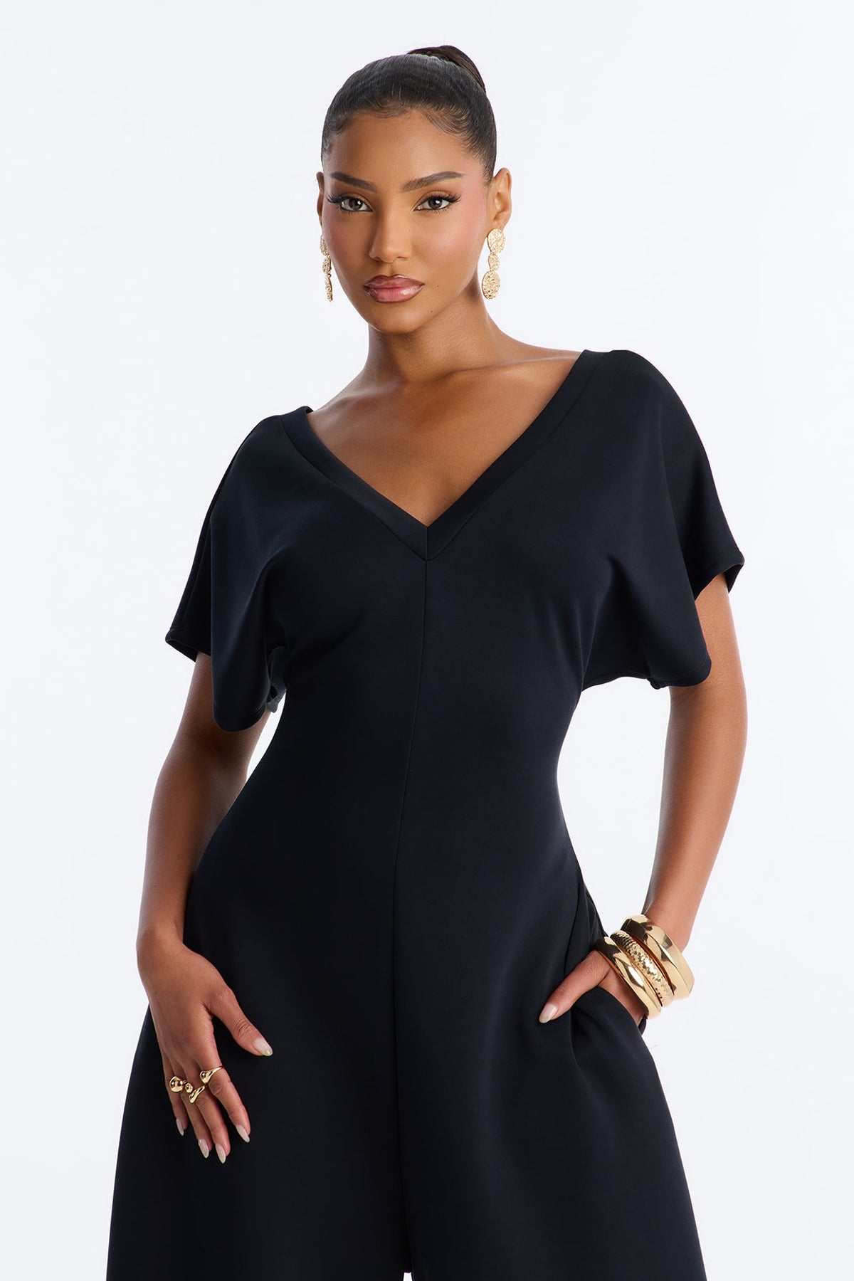 Let's Relax Barrel Wide Leg Jumpsuit - Black.
