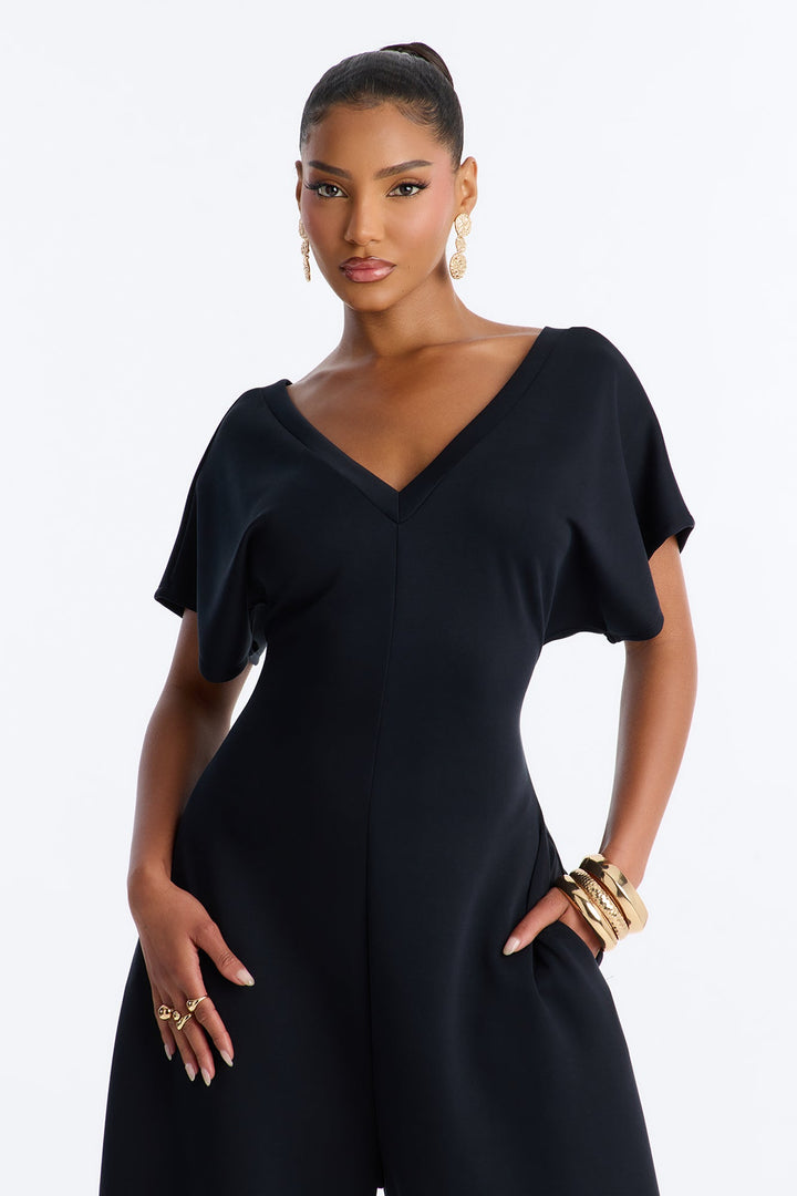 Let's Relax Barrel Wide Leg Jumpsuit - Black.