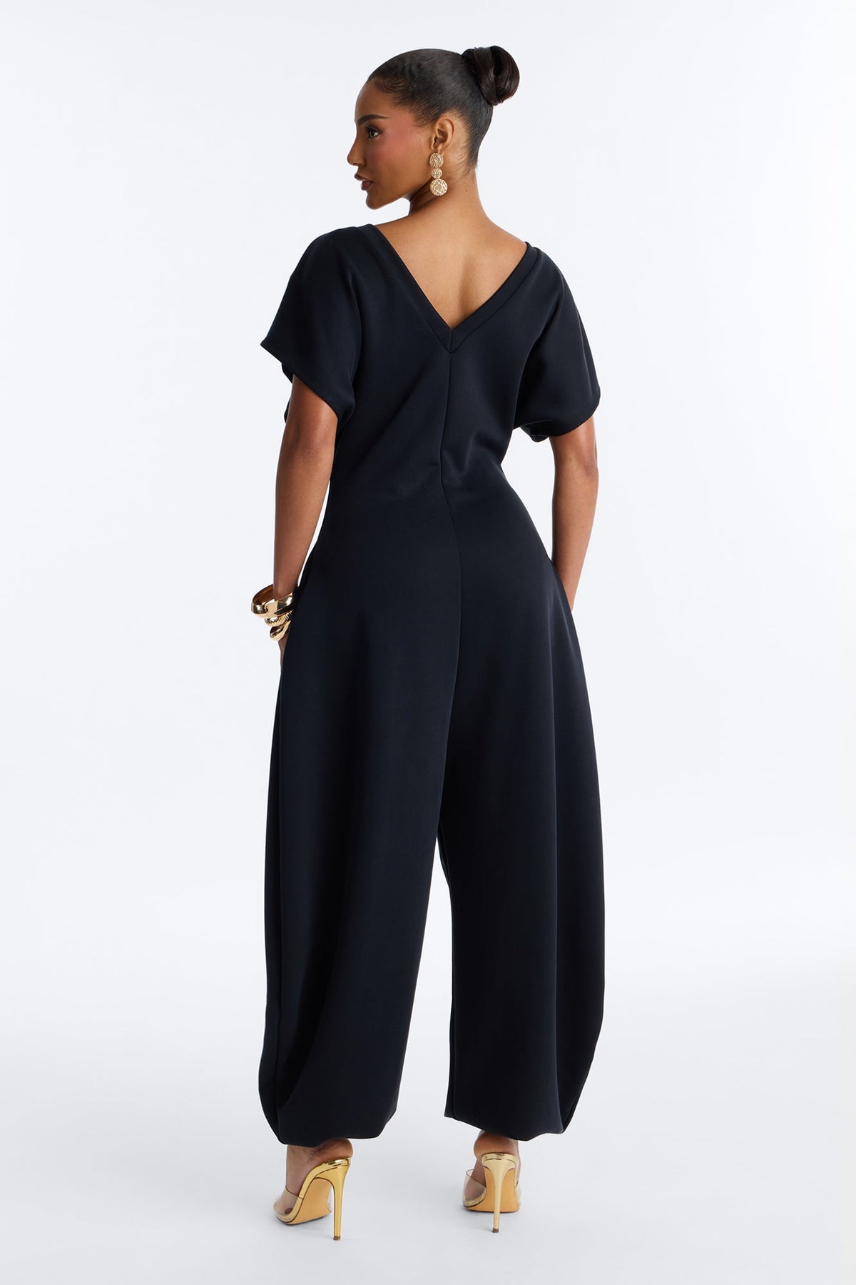 Let's Relax Barrel Wide Leg Jumpsuit - Black.