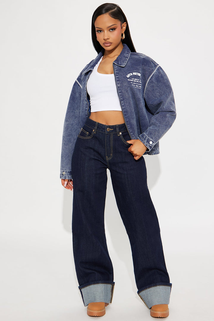 Tall Premium Cuffed Straight Leg Jeans - Dark Wash.