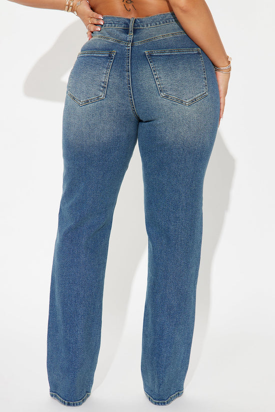 In Sync Stretch Crossover Straight Leg Jeans - Dark Wash.