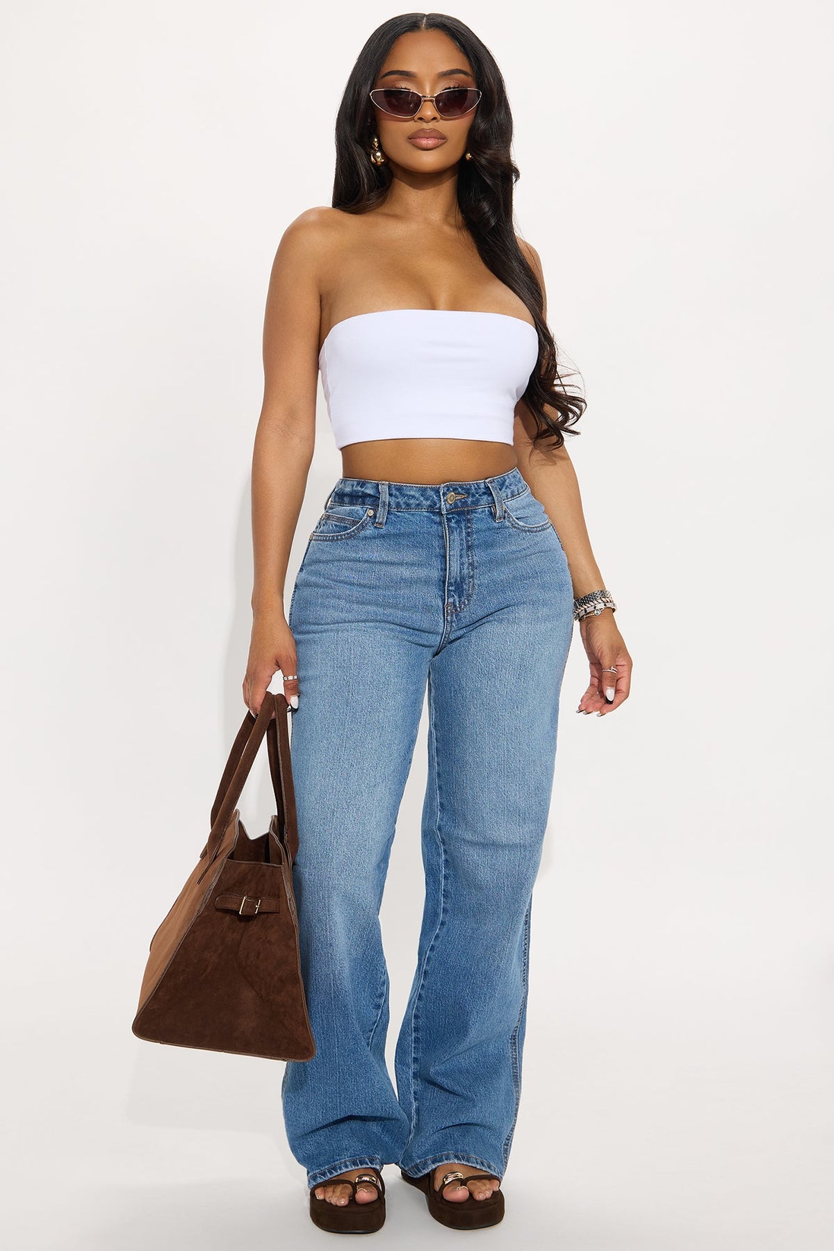 Never Changing Wide Leg Jeans - Medium Wash.