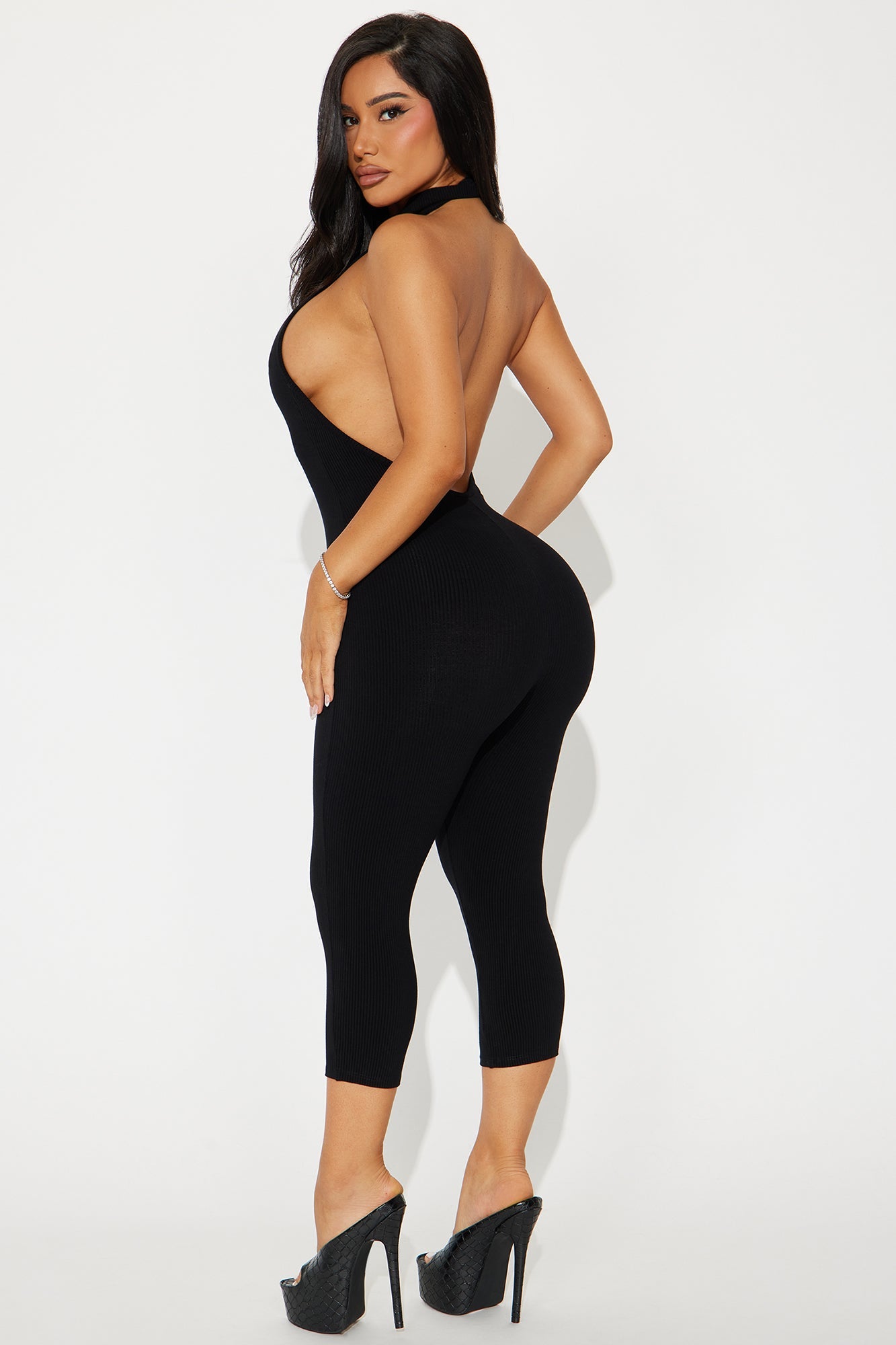 Cassandra Snatched Capri Jumpsuit - Black.