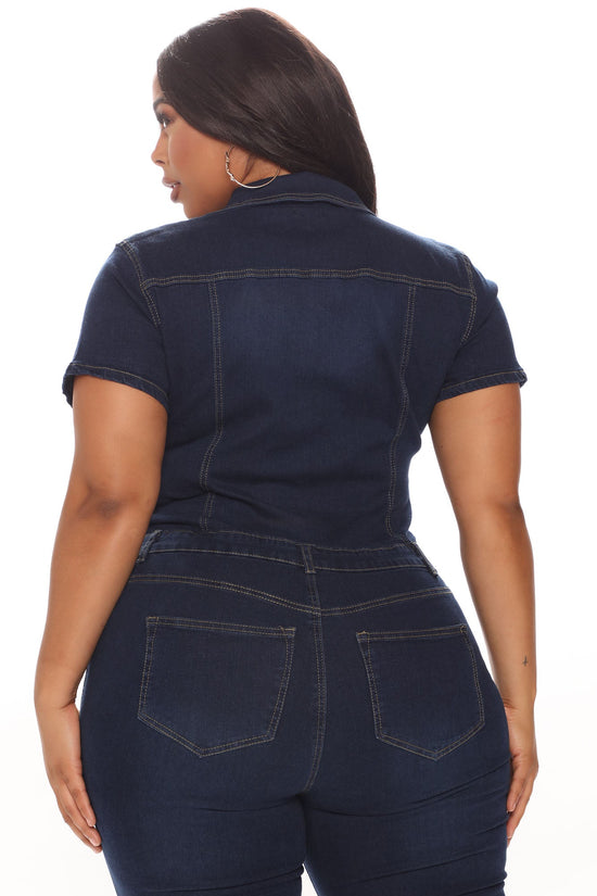Day Dreaming Denim Jumpsuit - Denim.