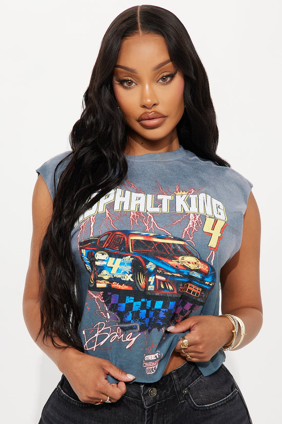 Asphalt King 4 Washed Muscle Tee - Charcoal.