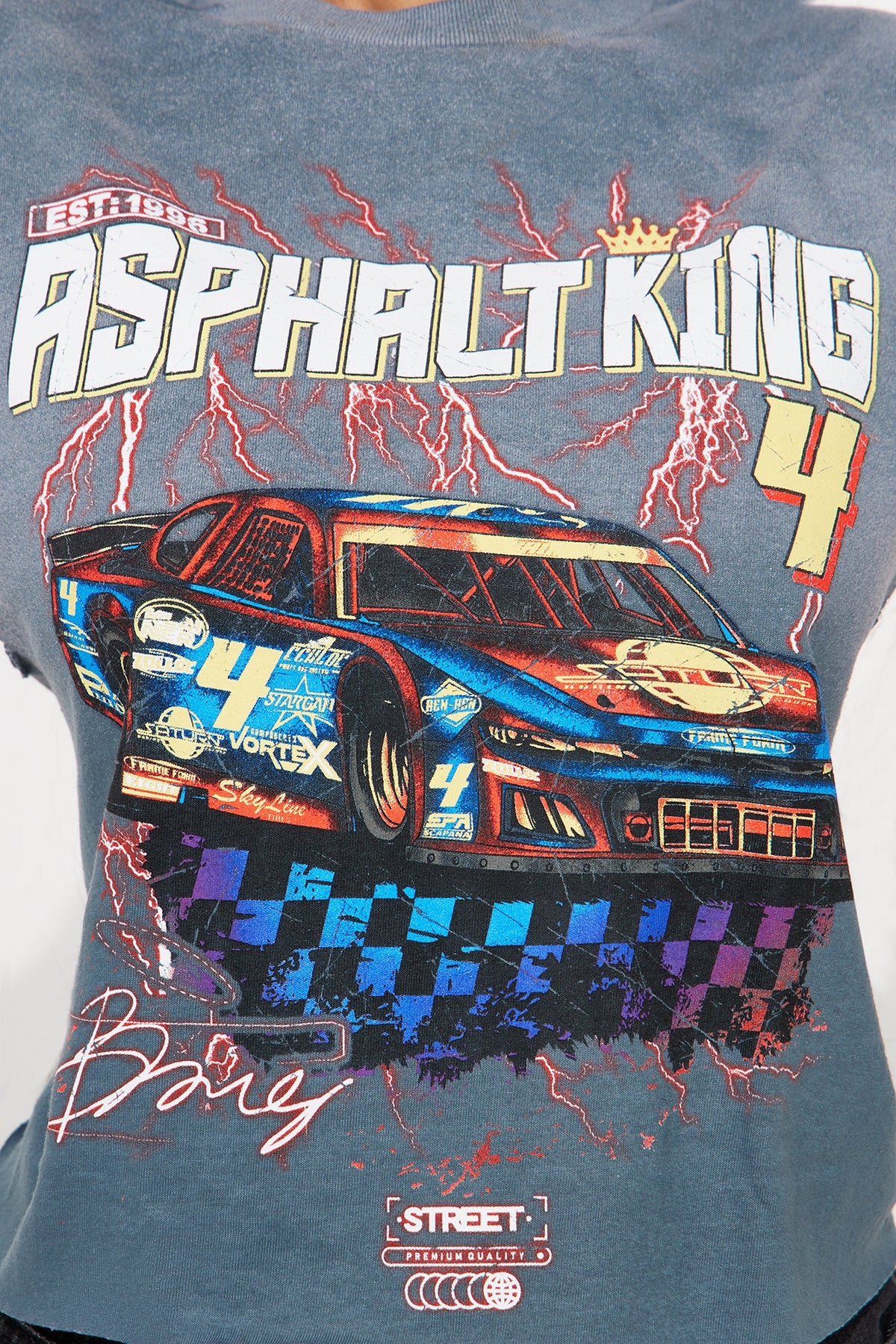 Asphalt King 4 Washed Muscle Tee - Charcoal.