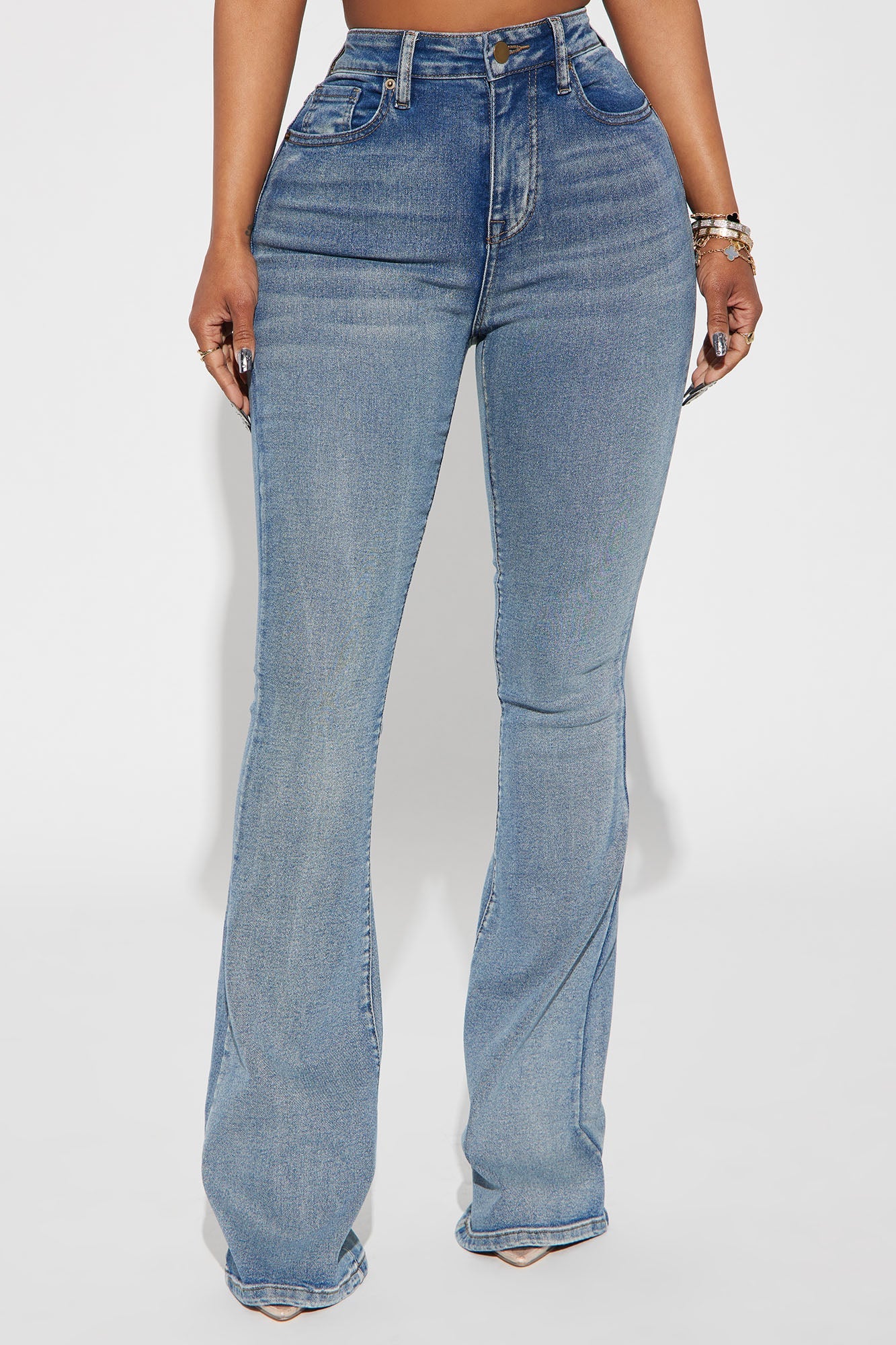 Gemma Sculpting Stretch Flare Jeans - Vintage Wash.