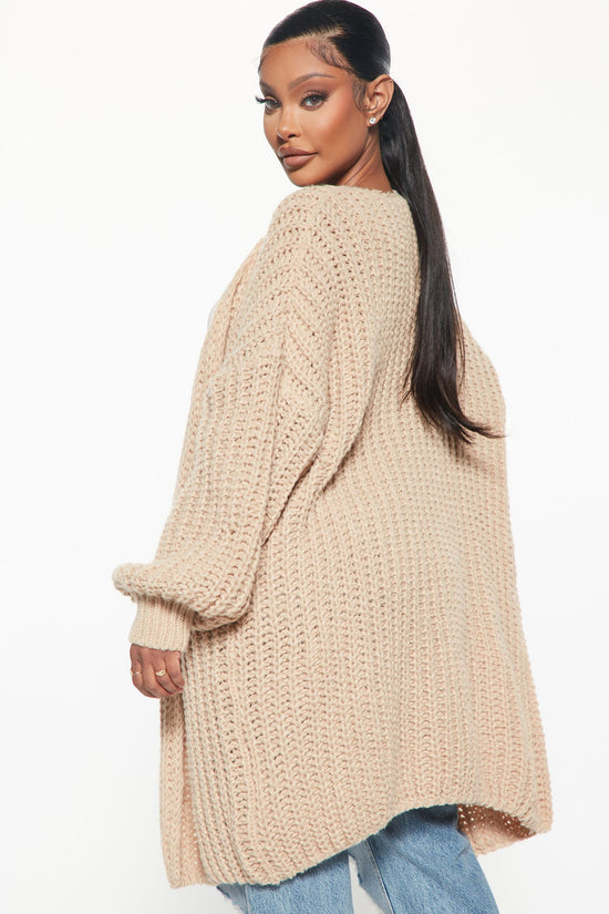 Real Love Open Front Cardigan - Taupe.