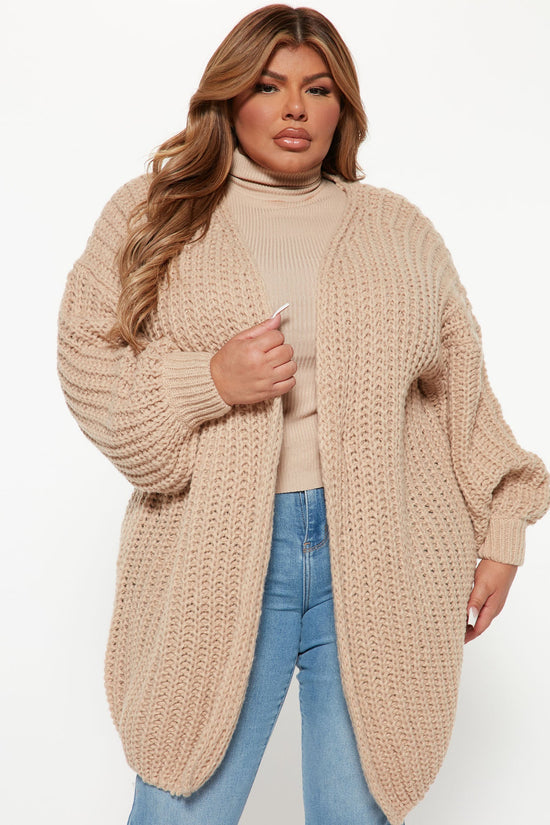 Real Love Open Front Cardigan - Taupe.
