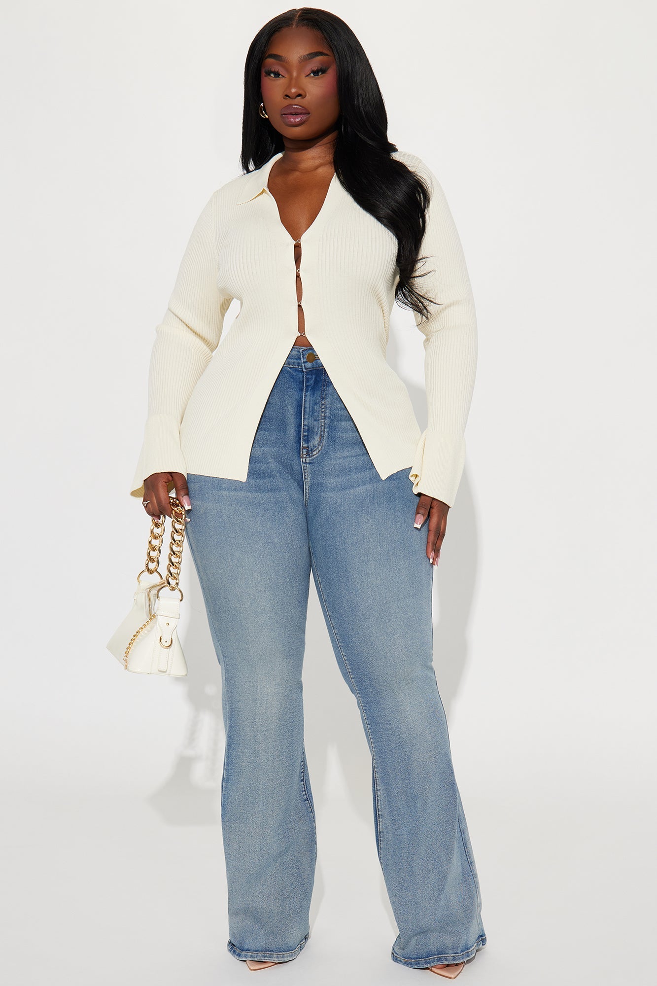 Gemma Sculpting Stretch Flare Jeans - Vintage Wash.
