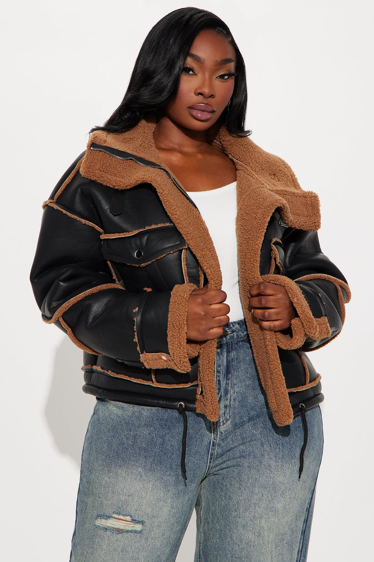 Out and About Shearling Jacket - Black.