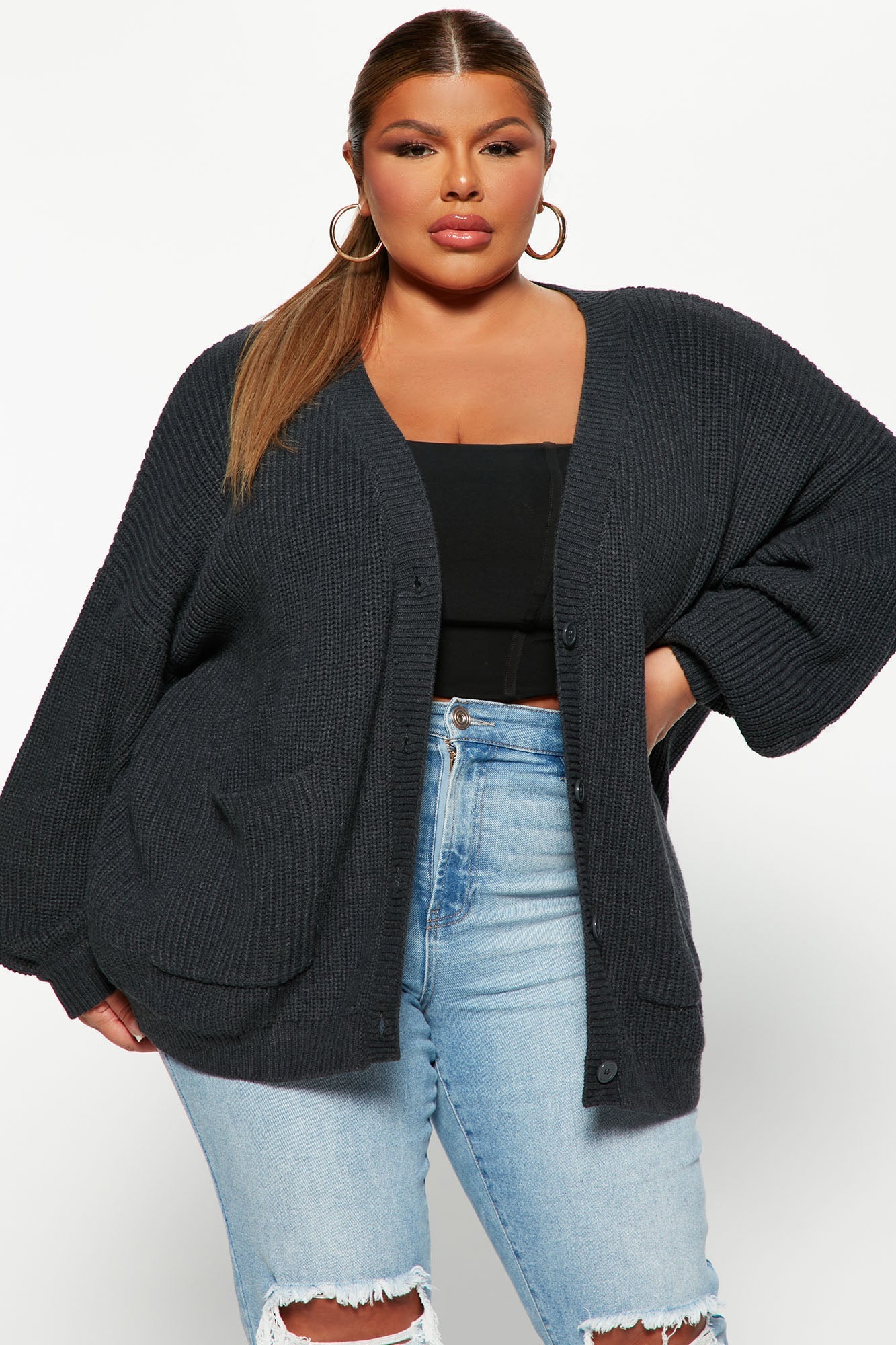 Be My Boyfriend Cardigan - Charcoal.