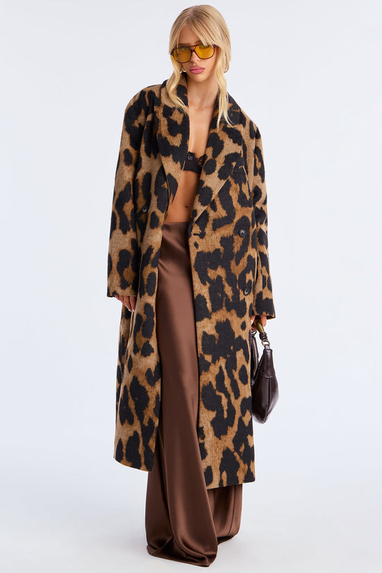 Take The Leap Leopard Double Breasted Coat - Leopard.