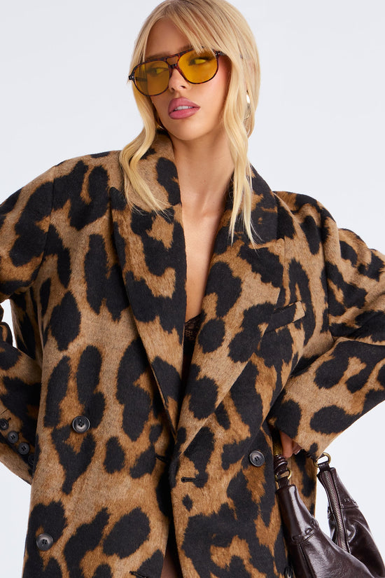 Take The Leap Leopard Double Breasted Coat - Leopard.