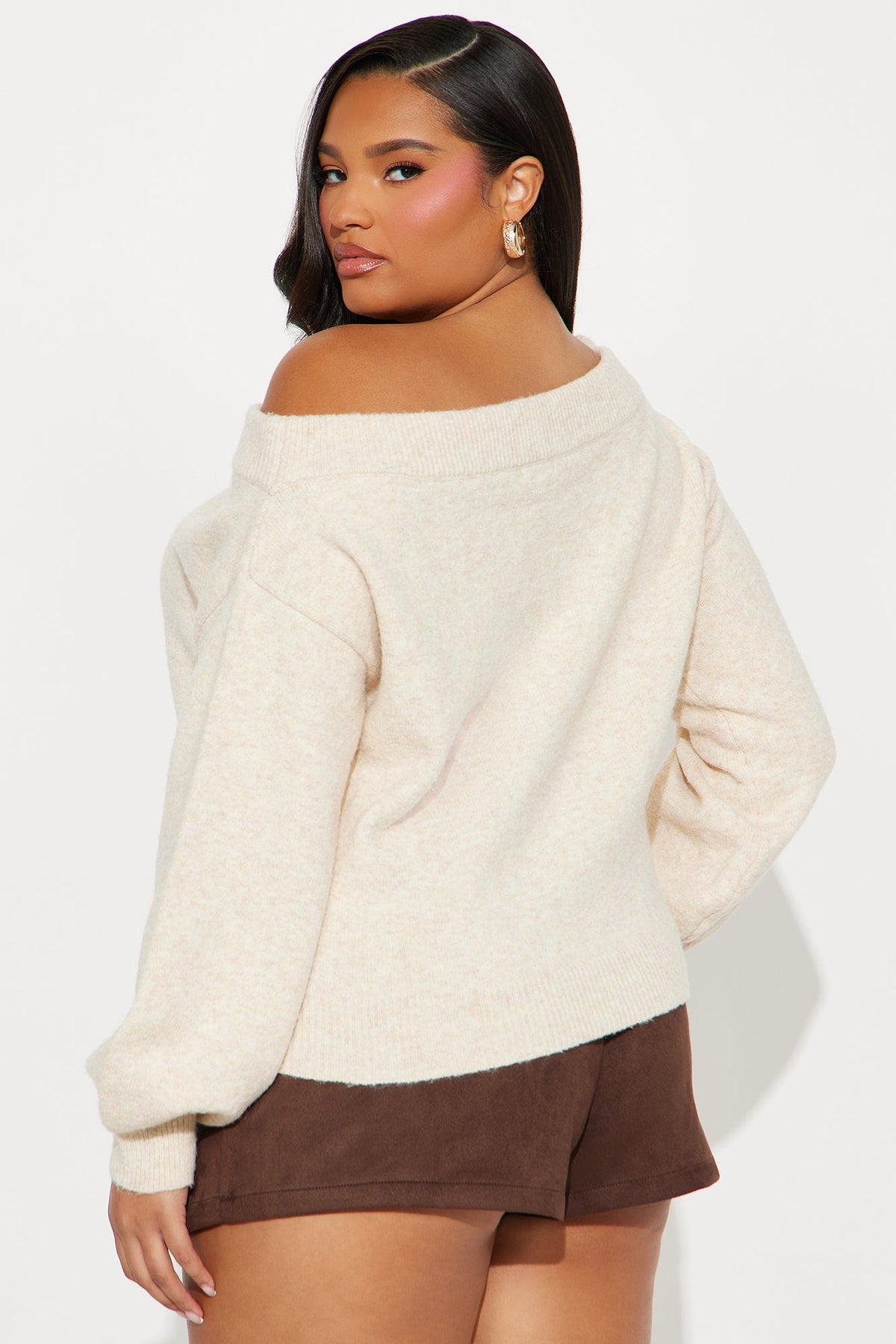 Dany Off Shoulder Sweater - Cream.