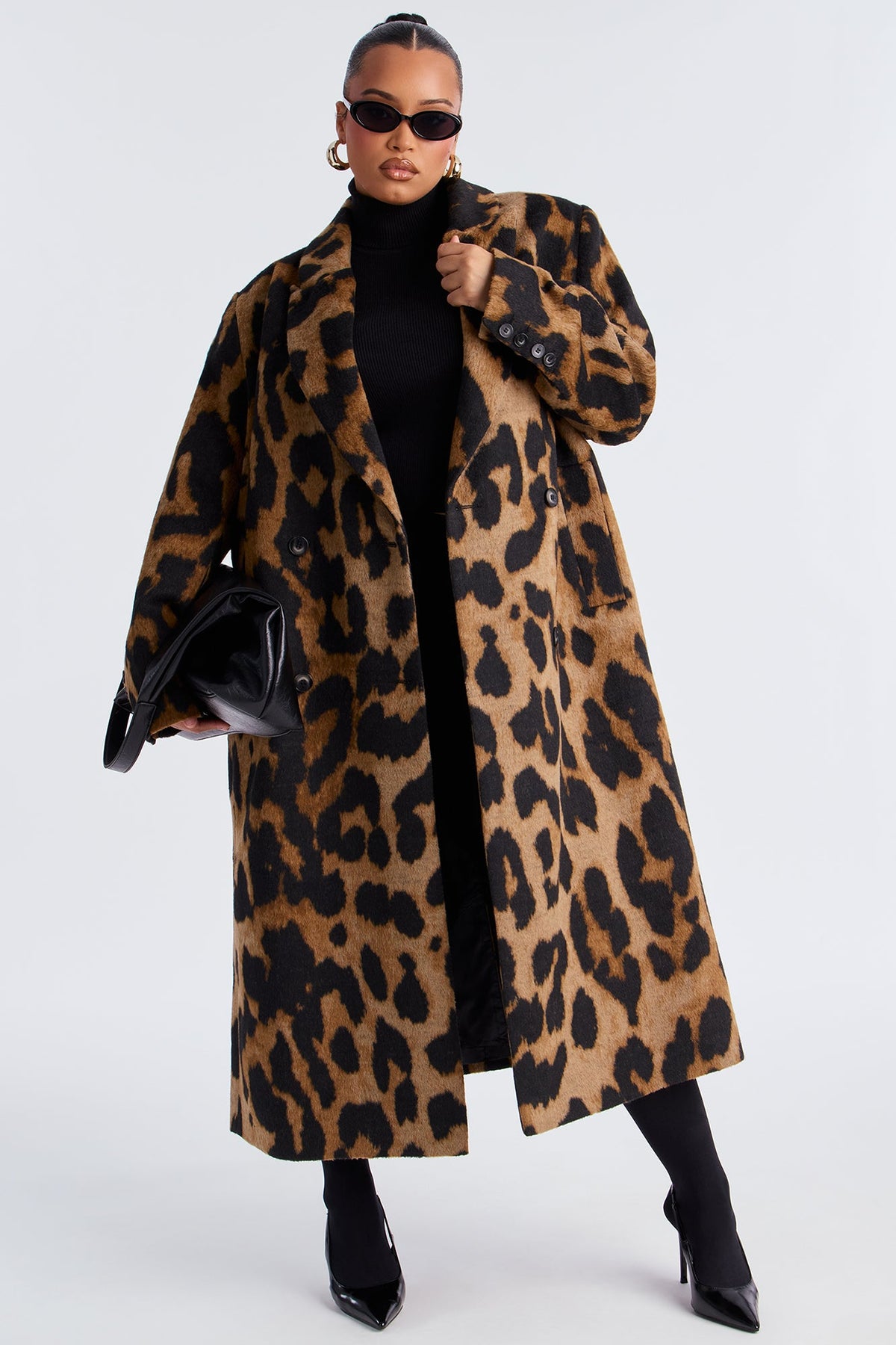 Take The Leap Leopard Double Breasted Coat - Leopard.
