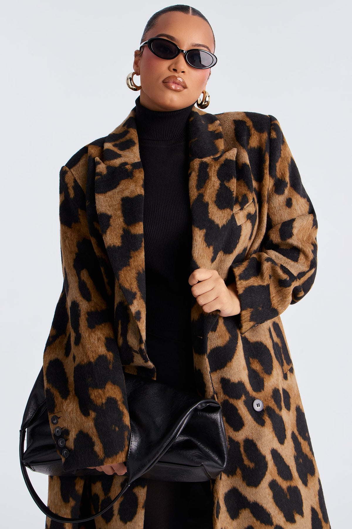 Take The Leap Leopard Double Breasted Coat - Leopard.