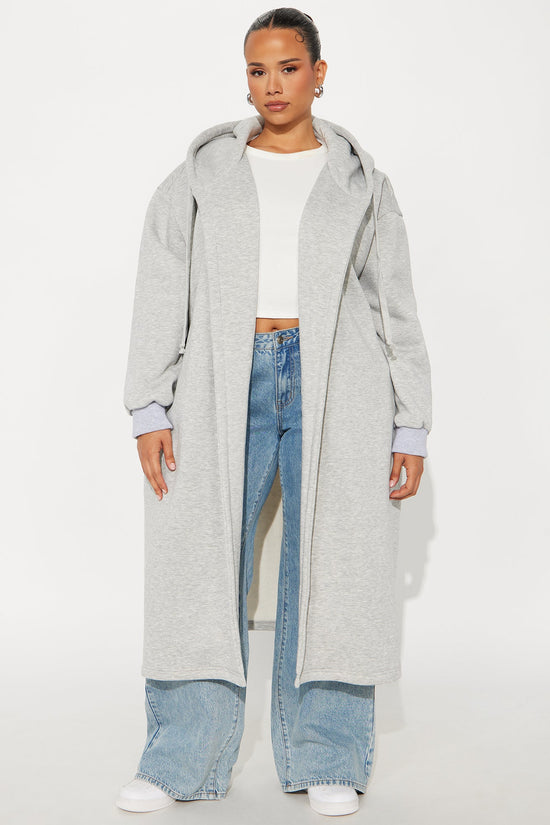Jolie Cozy Fleece Trench - Heather Grey.