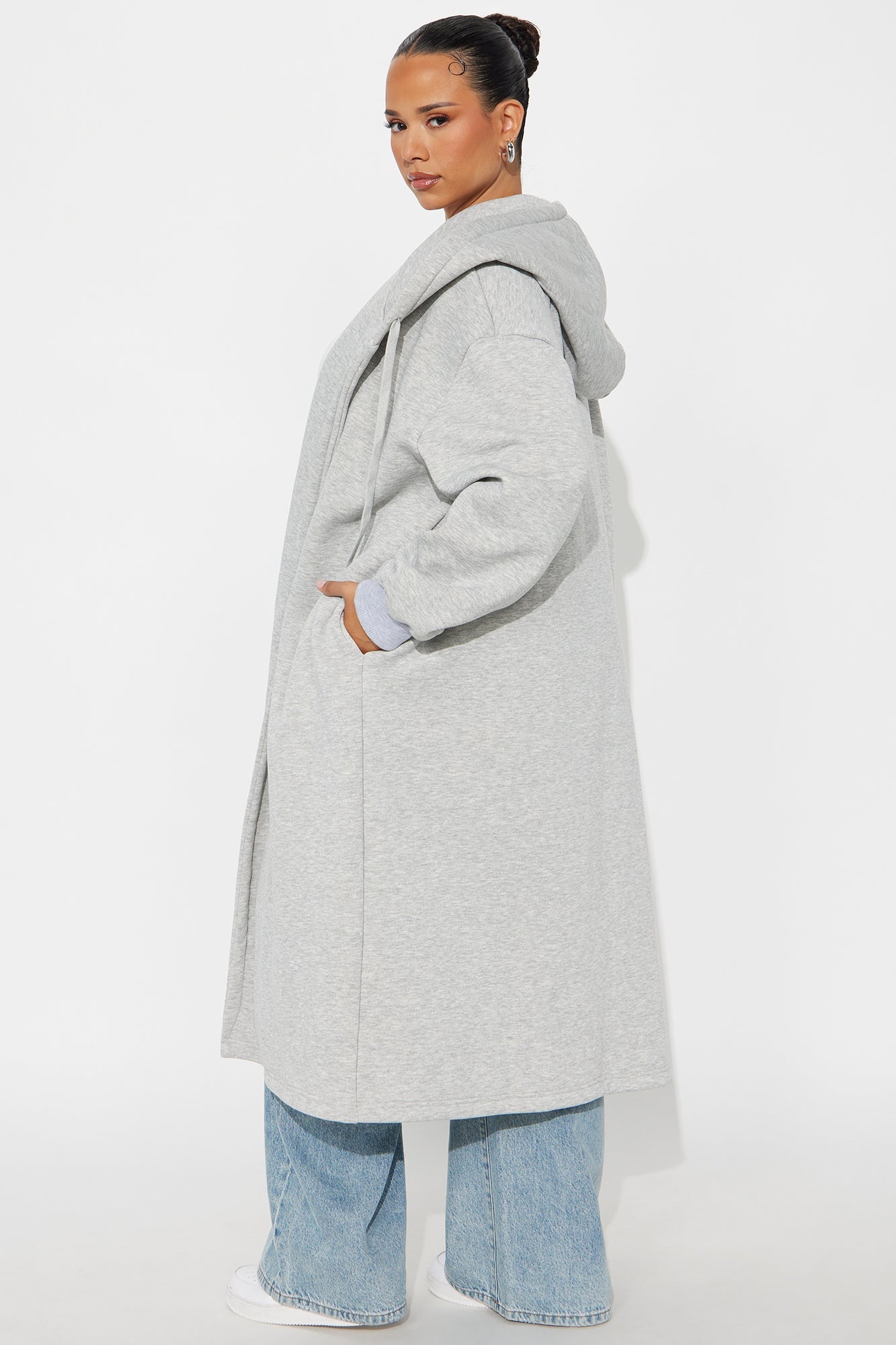 Jolie Cozy Fleece Trench - Heather Grey.