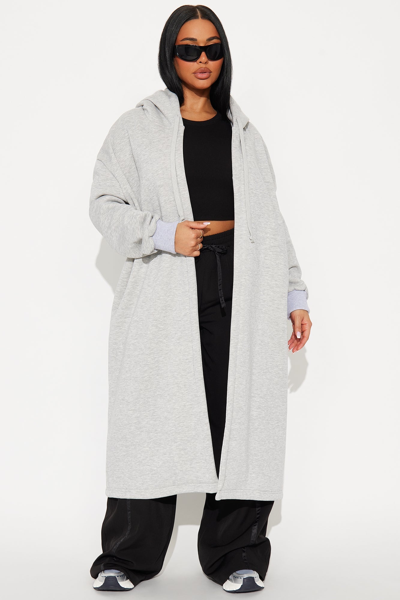 Jolie Cozy Fleece Trench - Heather Grey.