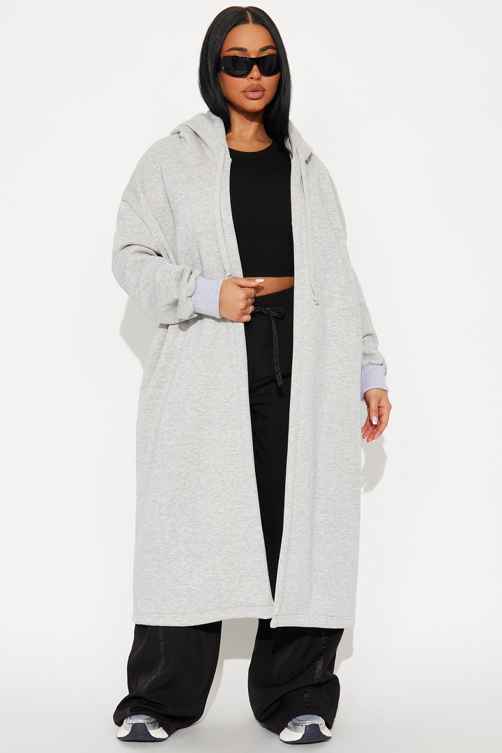 Jolie Cozy Fleece Trench - Heather Grey.
