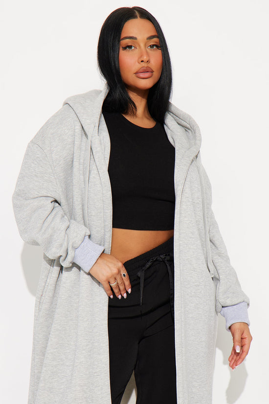Jolie Cozy Fleece Trench - Heather Grey.