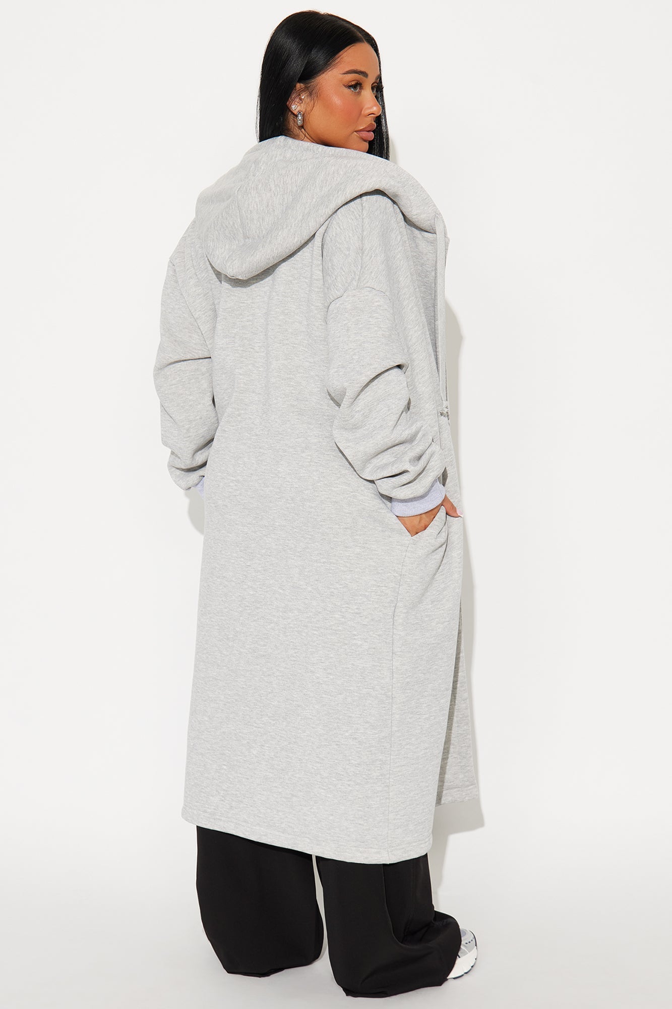 Jolie Cozy Fleece Trench - Heather Grey.