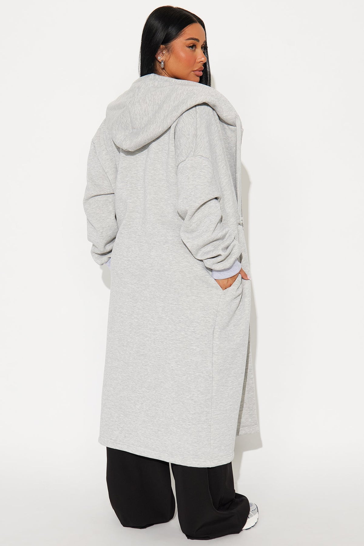 Jolie Cozy Fleece Trench - Heather Grey.