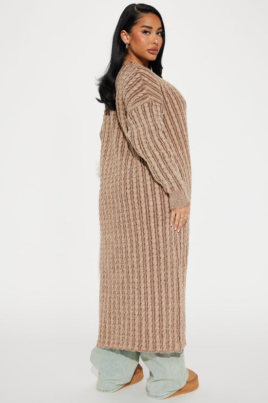 Street Chic Washed Long Cardigan - Mocha/combo.
