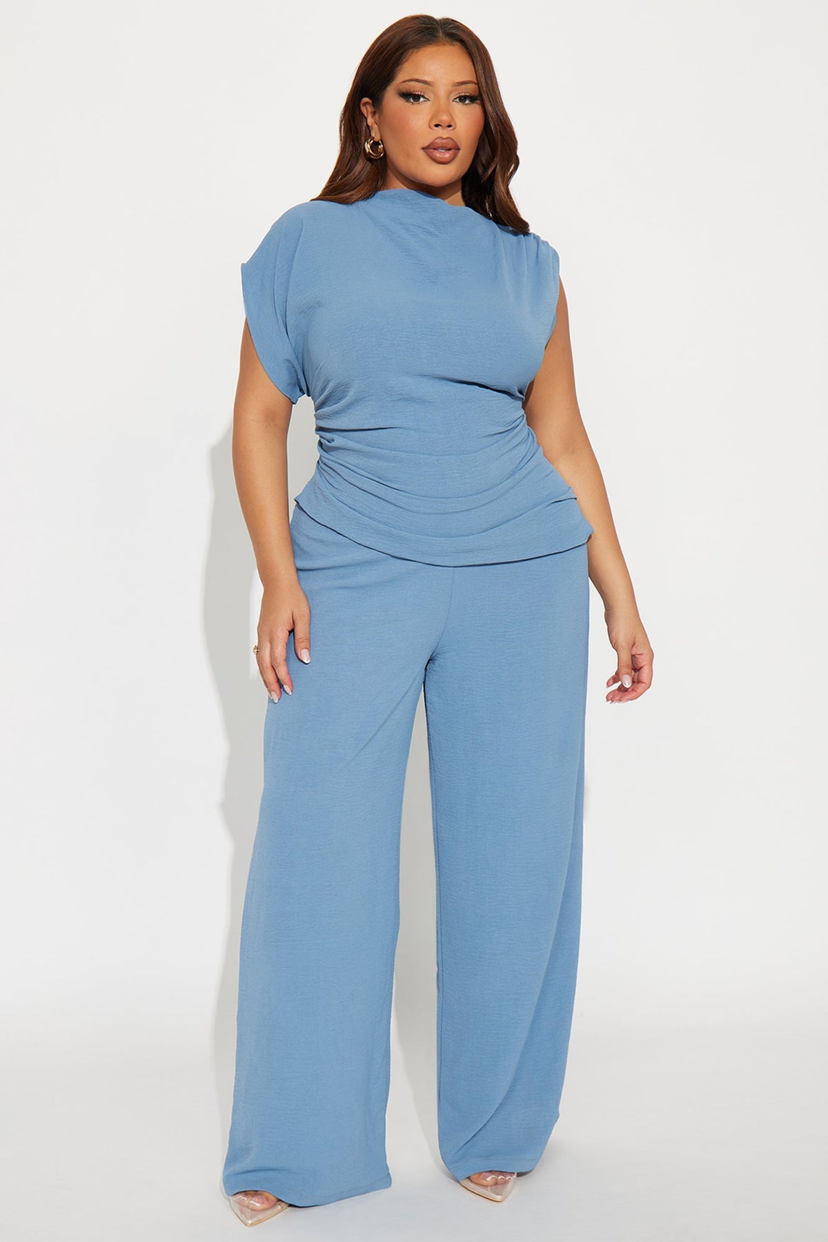 Best Influence High Neck Jumpsuit - Slate Blue.
